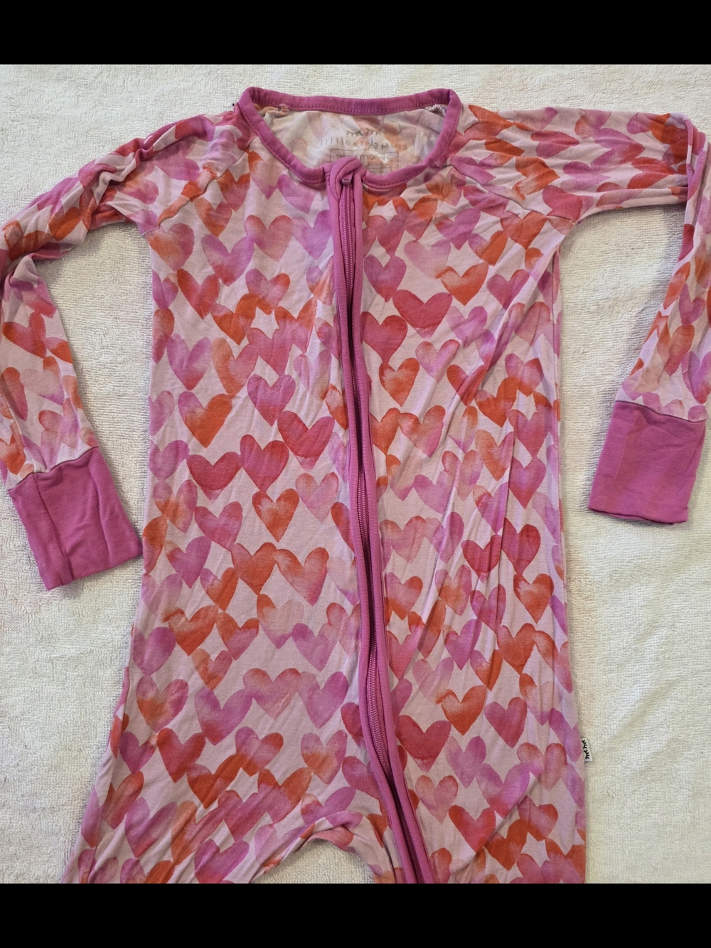 Little Sleepies Pink & Coral Hearts 18-24 Mo